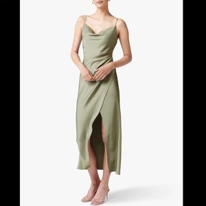 Ever New Chantelle Cowl Neck Dress in Sage Green